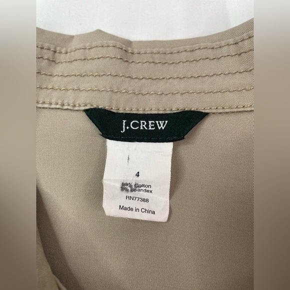 J. Crew Khaki Jacket Button Up Tan Cotton Elastic Waist Back Size 4 - Picture 4 of 7